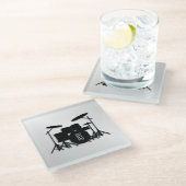 モノグラムドラムセット銀 ガラスコースター (アングル)