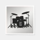 モノグラムドラムセット銀 スタンダードカクテルナプキン (正面)