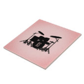 モノグラムドラムセット音楽デザインピンク タイル (側面)