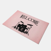 モノグラムドラムセット音楽デザインピンク ドアマット (アングル)