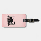 モノグラムドラムセット音楽デザインピンク ラゲッジタグ (正面横)