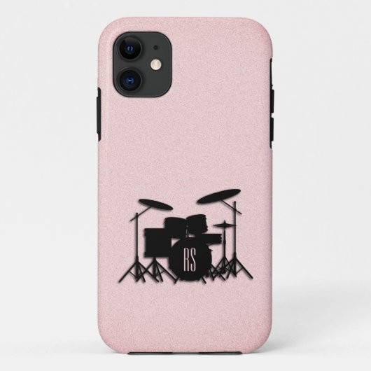 モノグラムドラムセット音楽デザインピンク Case-Mate iPhoneケース (裏面)