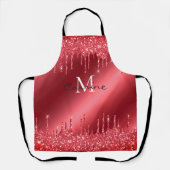 モノグラムドリップレッドグリッタークリムゾンメタリック エプロン (正面)