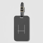 モノグラムナウネームイニシャルモダンミニマリストグレー ラゲッジタグ (正面縦)