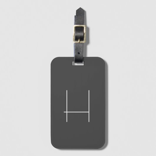 モノグラムナウネームイニシャルモダンミニマリストグレー ラゲッジタグ (正面縦)