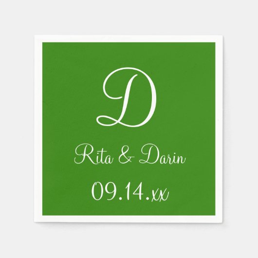 モノグラムナピアグリーン耐久性カラー調整N スタンダードカクテルナプキン (正面)