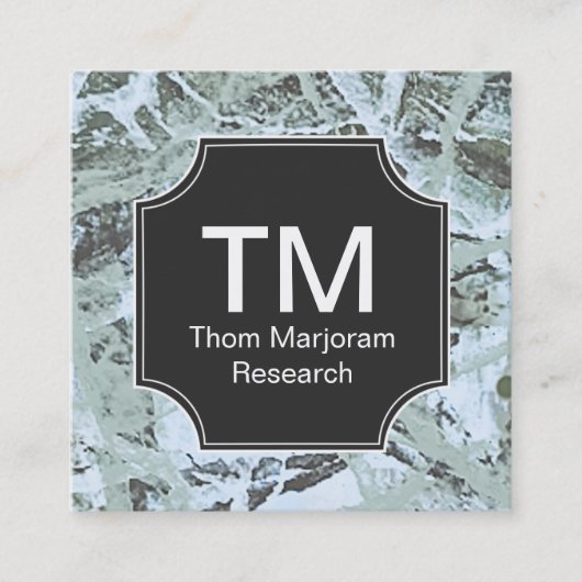 モノグラムニュートラルグリーン抽象芸術 スクエア名刺 (正面)