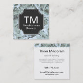 モノグラムニュートラルグリーン抽象芸術 スクエア名刺 (正面/裏面)