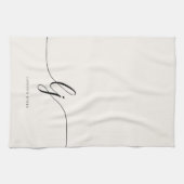 モノグラムニュートラルシンプルエレガントイニシャル キッチンタオル (横)