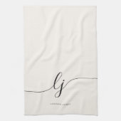 モノグラムニュートラルシンプルエレガントイニシャル キッチンタオル (縦)