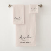 モノグラムニュートラルミニマルモダンスタイリッシュ赤面ピンク バスタオルセット (インサイチュ)