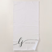 モノグラムニュートラルモダンスエレガントクリプト書 ビーチタオル (正面)