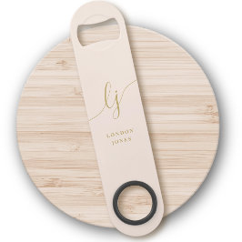 モノグラムニュートラルモダンスタイリッシュ赤面金ゴールドスクリプト スピード栓抜き