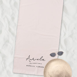 モノグラムニュートラルモダンミニマスタイリッシュリストスクリプト ビーチタオル