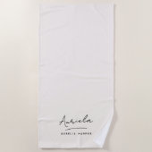 モノグラムニュートラルモダンミニマスタイリッシュリストスクリプト ビーチタオル (正面)