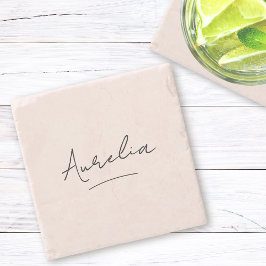 モノグラムニュートラルモダンミニマリストシック署名 ストーンコースター