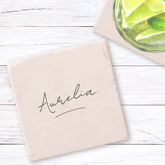 モノグラムニュートラルモダンミニマリストシック署名 ストーンコースター