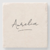 モノグラムニュートラルモダンミニマリストシック署名 ストーンコースター (正面)