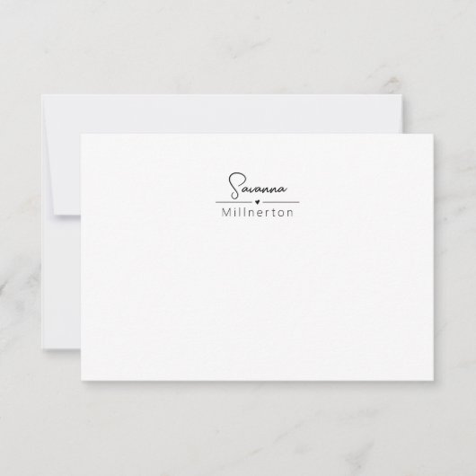 モノグラムニュートラルモダンミニマルエレガントリスト ノートカード (正面)