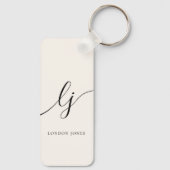 モノグラムニュートラルモダンミニマルスタイリッシュアイボリー キーホルダー (裏面)