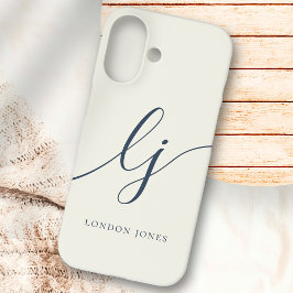 モノグラムニュートラルモダンミニマルスタイリッシュアイボリー iPhone 16ケース