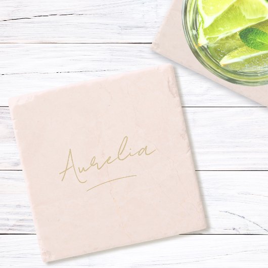 モノグラムニュートラルモダンミニマル赤面スクリプト ストーンコースター