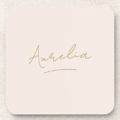 モノグラムニュートラルモダンミニマル赤面金ゴールドスクリプト コースター (正面)