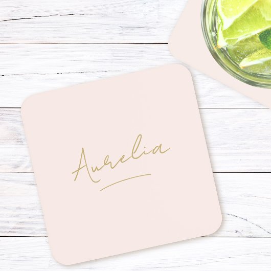 モノグラムニュートラルモダンミニマル赤面金ゴールドスクリプト コースター