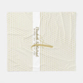 モノグラムニュー結婚リュウズの金ゴールドエレガントギフトフレック フリースブランケット (正面(横))