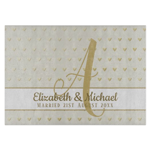 モノグラムニュー結婚リュウズの金ゴールドギフトエレガント カッティングボード (正面)