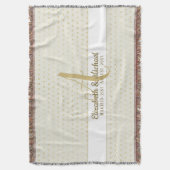 モノグラムニュー結婚リュウズの金ゴールドギフトエレガント スローブランケット (正面縦)