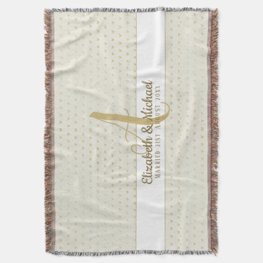 モノグラムニュー結婚リュウズの金ゴールドギフトエレガント スローブランケット (正面縦)