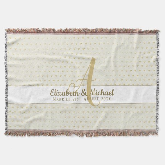 モノグラムニュー結婚リュウズの金ゴールドギフトエレガント スローブランケット (正面)