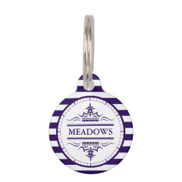 モノグラムネイビーエレガントブルドッグ名電話ラベル ペット　ネームタグ