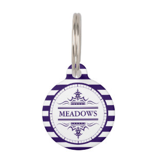 モノグラムネイビーエレガントブルドッグ名電話ラベル ペット　ネームタグ