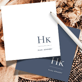 モノグラムネイビーシンプルホワイトエレガントソーシャルノテカード ノートカード