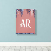 モノグラムネイビーバラウィステリアエレガンス キャンバスプリント (インサイチュ (ウッドフロア))