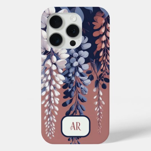 モノグラムネイビーバラウィステリアエレガンス Case-Mate iPhoneケース (裏面)