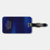 モノグラムネイビーフェイクブルーメタルスチールスタイルカスタム ラゲッジタグ (裏面横)