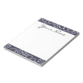 モノグラムネイビーブルーお洒落イカットフローラルパターン ノートパッド (回転)