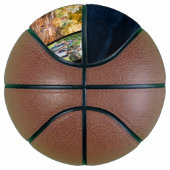 モノグラムネイビーブルーウッド5フォトコラージュバスケットボール バスケットボール (右)