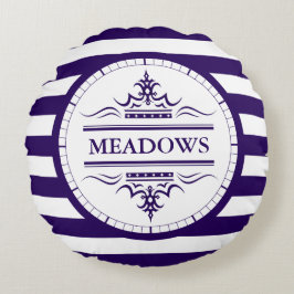 モノグラムネイビーブルーエレガント航海の装飾用クッション ラウンドクッション