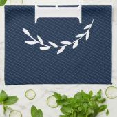 モノグラムネイビーブルーキッチンタオル キッチンタオル (折り畳み)