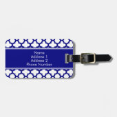 モノグラムネイビーブルークローバーパターン ラゲッジタグ (正面横)