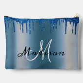 モノグラムネイビーブルーグリッタールックドリップガーリー アクセサリーポーチ (裏面)