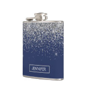 モノグラムネイビーブルーシルバーグラムグリッター フラスク (左)