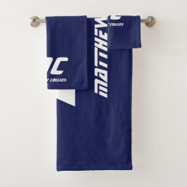 モノグラムネイビーブルースポーツシンプルイニシャル バスタオルセット