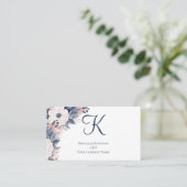 モノグラムネイビーブルーピンクフローラ女子 名刺 (スタンド正面)