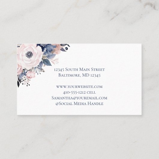 モノグラムネイビーブルーピンクフローラ女子 名刺 (裏面)