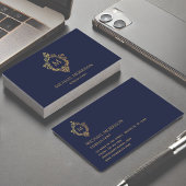 モノグラムネイビーブルーフェイク金ゴールドクレストヴィンテージ 名刺